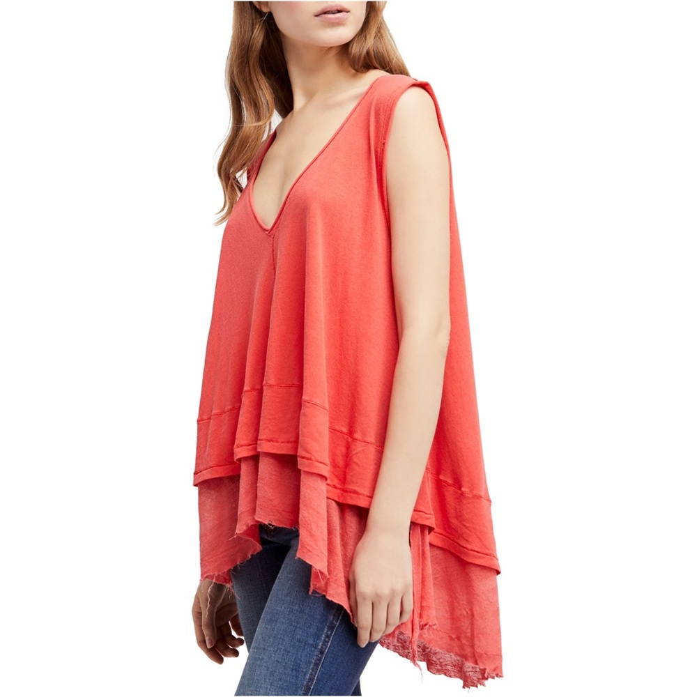 Free People Peachy Distressed Tank